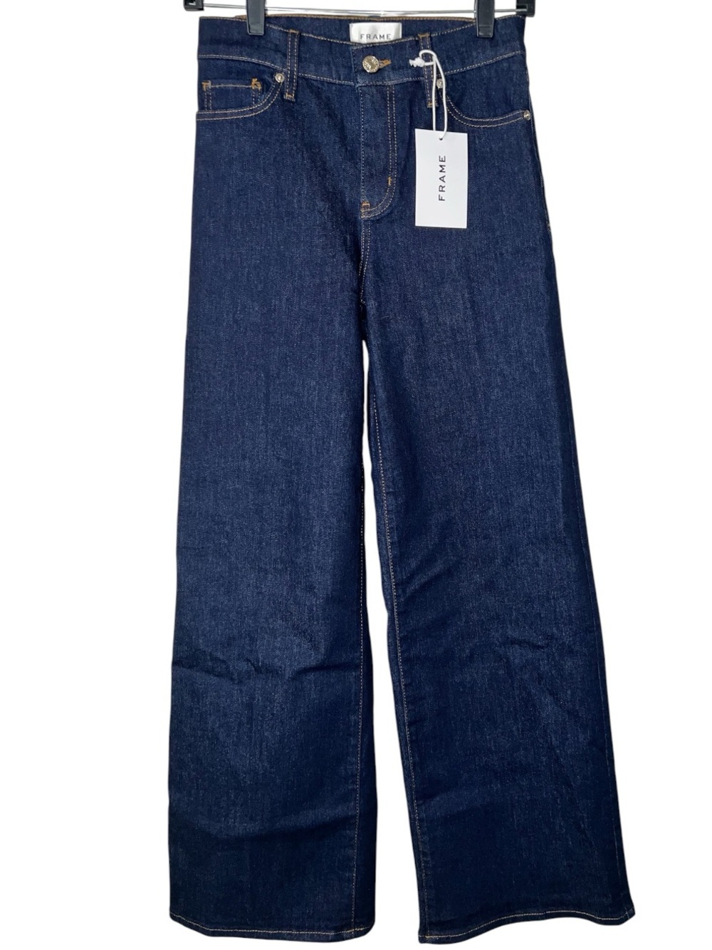FRAME Le Slim Palazzo Long Jeans 25 High Rise Wide Leg Rinse Dark Wash $288 NWT - Picture 3 of 10